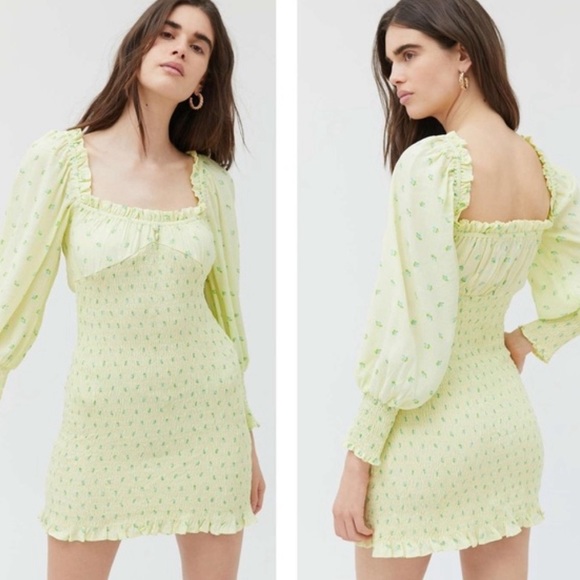 faithfull the brand gombardy mini dress Faithfull The Brand Gombardy Mini Dress Adele Size 4 S Shirred Sweetheart Neck